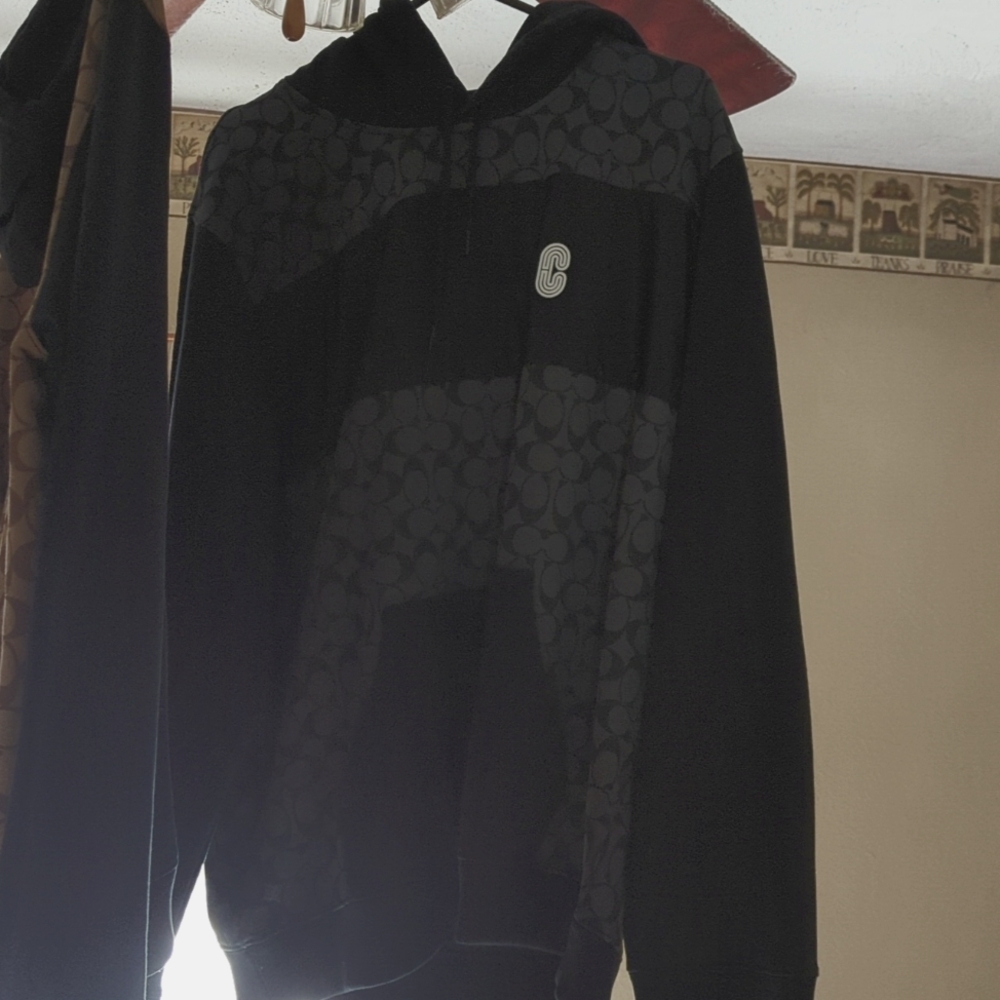 Men's coach hoodie 2xl black and gray nwt